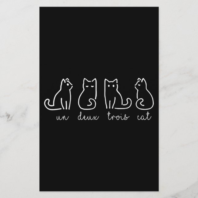 Cute Abstrakt Un Deux Trois Cat Fransk Kattunge Brevpapper (Framsida)