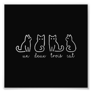 Cute Abstrakt Un Deux Trois Cat Fransk Kattunge Fototryck