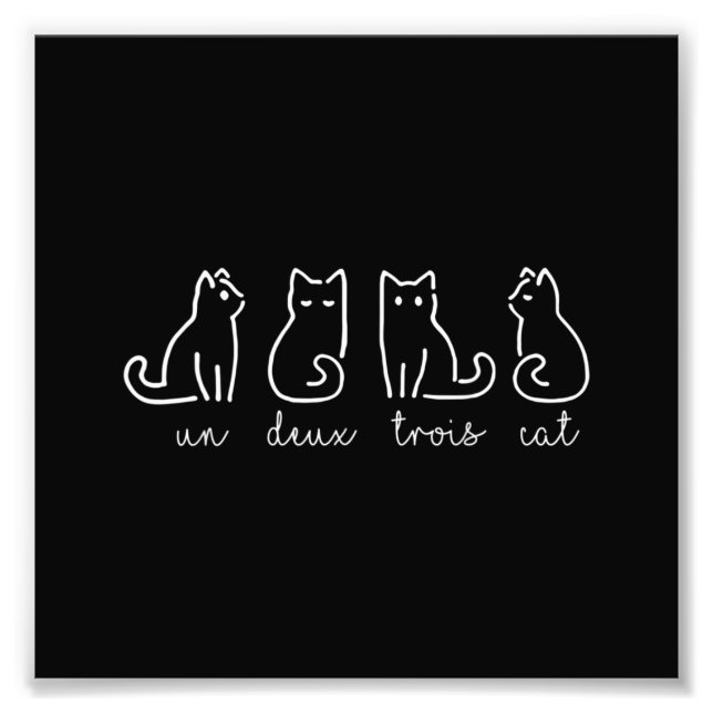 Cute Abstrakt Un Deux Trois Cat Fransk Kattunge Fototryck (Framsidan)