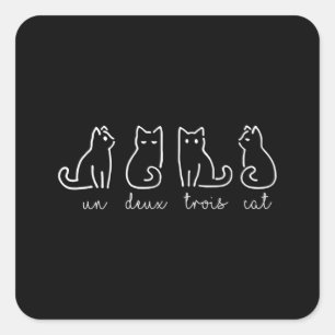 Cute Abstrakt Un Deux Trois Cat Fransk Kattunge Fyrkantigt Klistermärke