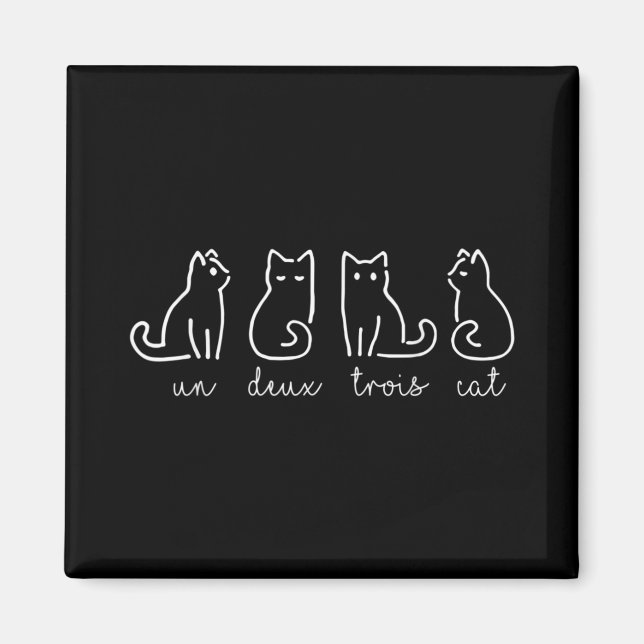 Cute Abstrakt Un Deux Trois Cat Fransk Kattunge Magnet (Framsidan)