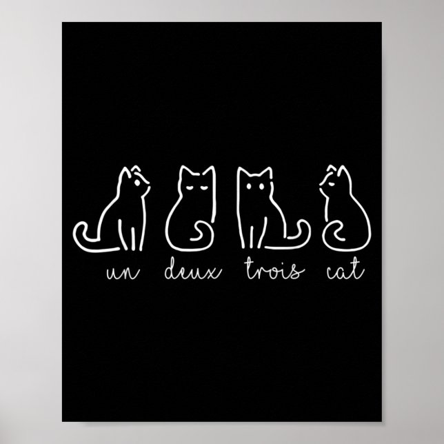 Cute Abstrakt Un Deux Trois Cat Fransk Kattunge Poster (Framsidan)