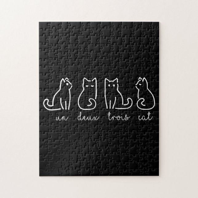 Cute Abstrakt Un Deux Trois Cat Fransk Kattunge Pussel (Vertikal)
