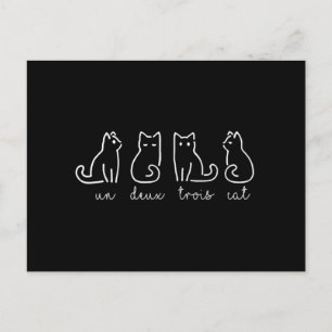 Cute Abstrakt Un Deux Trois Cat Fransk Kattunge Vykort