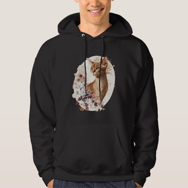Cute Abyssinian Cat Japanese Cherry Blossom Sakura Hoodie (Framsida)
