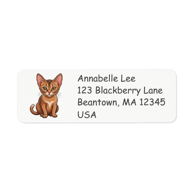 Cute Abyssinian Cat Label Returadress Etikett (Framsidan)