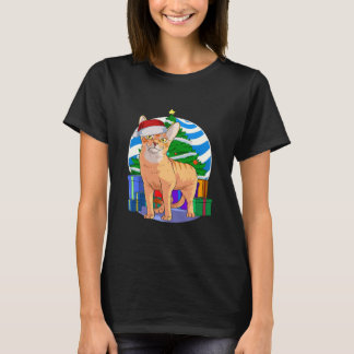 Cute Abyssinian Cat Santa jul T Shirt