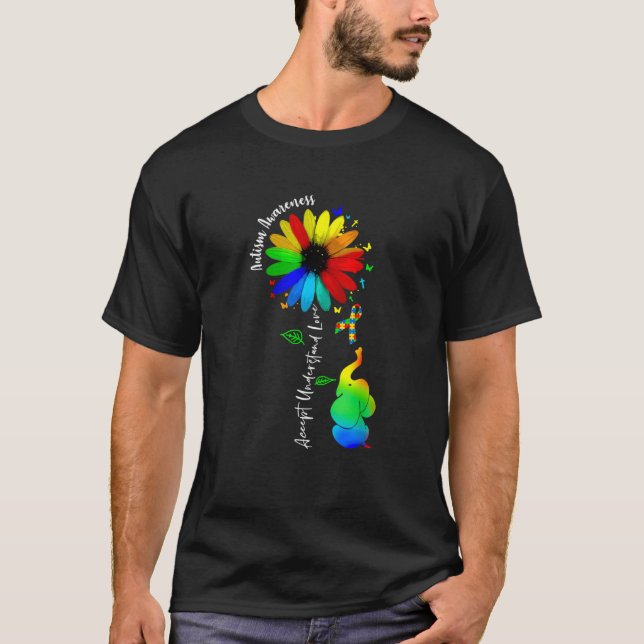 Cute Accept Understand Love Autism Awareness Sunfl T Shirt (Framsida)