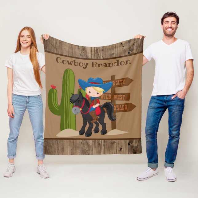 Cute add namn cowboytäcke, dekorfilt fleecefilt (På plats)