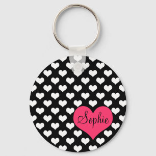 Cute adful brud black and white hearts mönster nyckelring