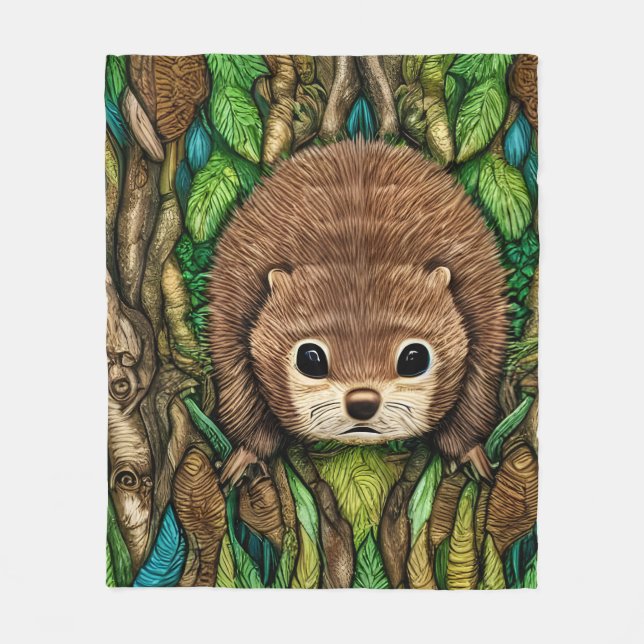 Cute Adful Little Baby Beaver Fleecefilt (Framsidan)