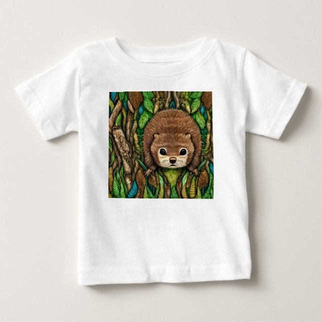 Cute Adful Little Baby Beaver T Shirt (Framsida)