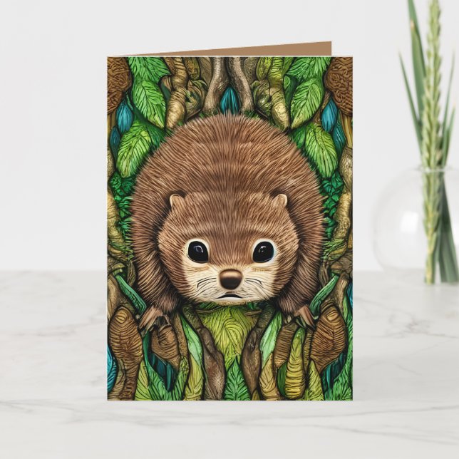 Cute Adful Little Baby Beaver Tack Kort (Framsida)
