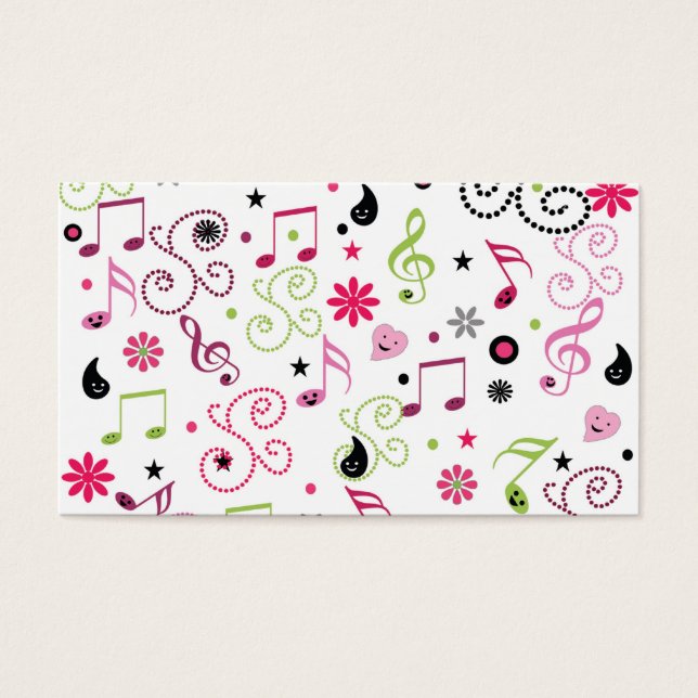 Cute adful musik noter-blommor visitkort (Framsidan)