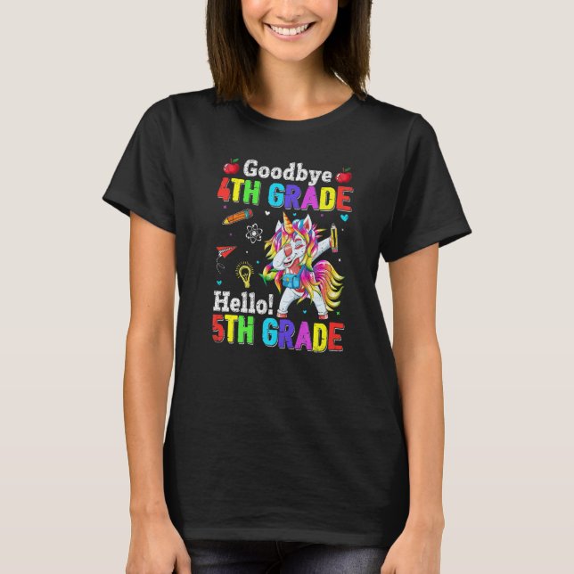 Cute Adjö 4:e Klass Hej 5:e Klass Dabbing Uni T Shirt (Framsida)