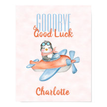 Cute Adjö och Lycka till Penguin