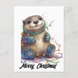 Cute Adlig jul Otter Helg Vykort