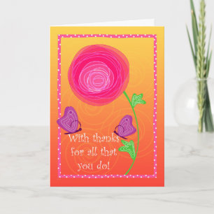 Cute Admin Pro Flowers Butterflies Rosa Orange Tack Kort