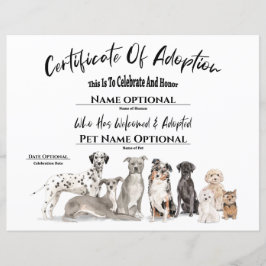Cute Adoption Pet Puppy Hund Certificate