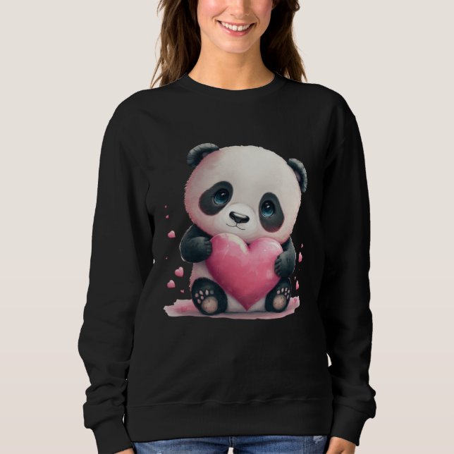 Cute Adorable Baby Panda Love Heart T Shirt (Framsida)