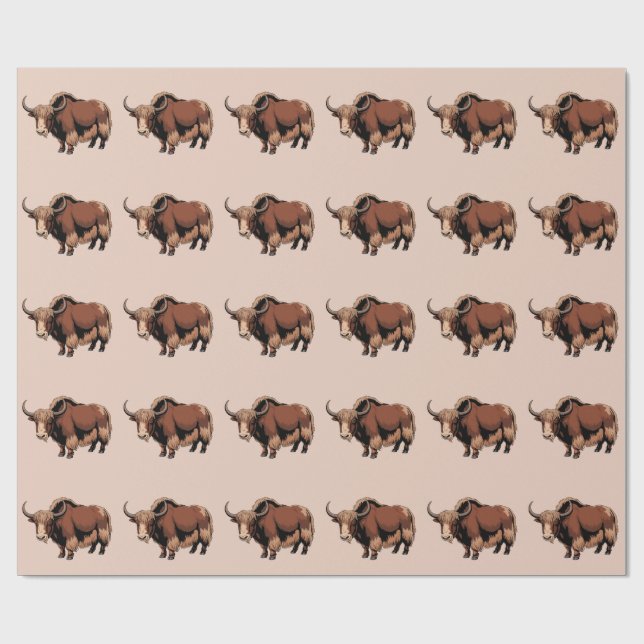 Cute & adorable brown Yak  Presentpapper (Platt)