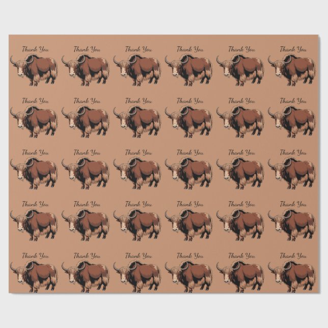 Cute & adorable brown Yak Presentpapper (Platt)