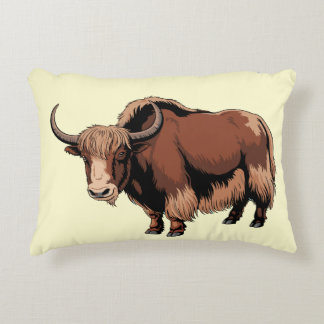 Cute & adorable brown Yak  Prydnadskudde