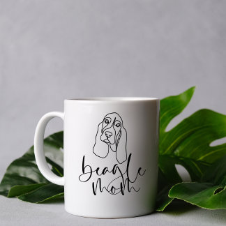 Cute Adorable Line Art Minimalistic Beagle Mom Kaffemugg