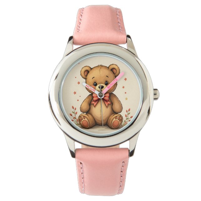 Cute adorable little brown bear with tie armbandsur (Framsida)