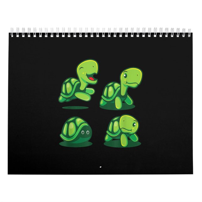 Cute Adress Grönt Turtle Funny Tortoise Kalender (Omslag)
