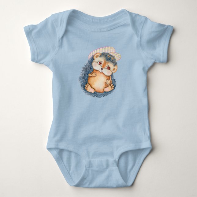 Cute Adsible Baby Hedgehog with Hat T Shirt (Framsida)