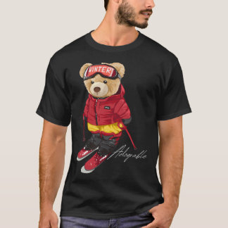 Cute Adsible Bear Skiing - Adograble Ski T Shirt