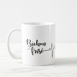 Cute Adsible Bichon Frisé Valentines hjärtslag Kaffemugg