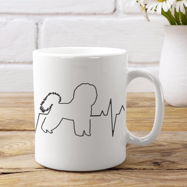 Cute Adsible Bichon Frisé Valentines hjärtslag Kaffemugg (Skapare uppladdad)