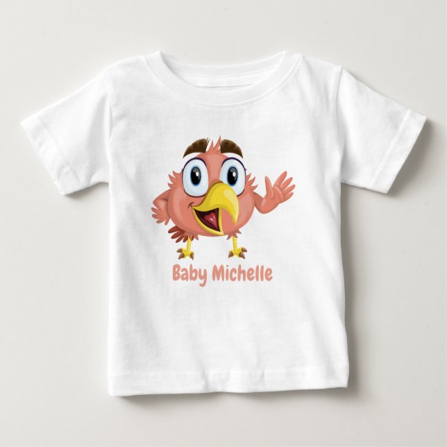 Cute Adsible Bird and Panda Unge Graphic T Shirt (Framsida)