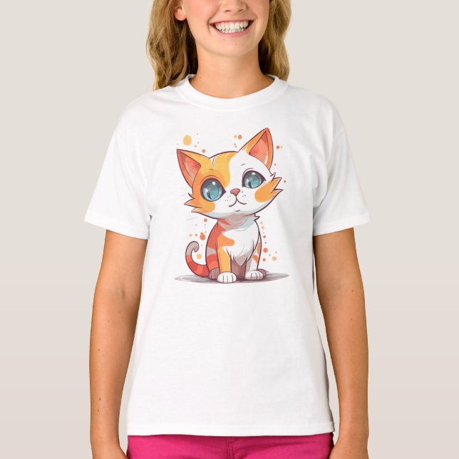 Cute Adsible Brown Cat T Shirt (Framsida)
