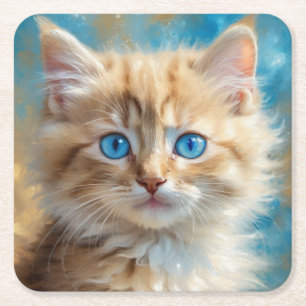Cute Adsible Cat-37823 Underlägg Papper Kvadrat