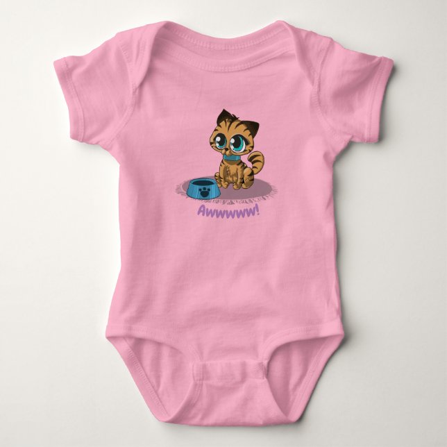 Cute Adsible Cat and Chick Graphic T Shirt (Framsida)