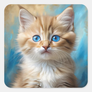 Cute Adsible Cat Porträtt Fyrkantigt Klistermärke