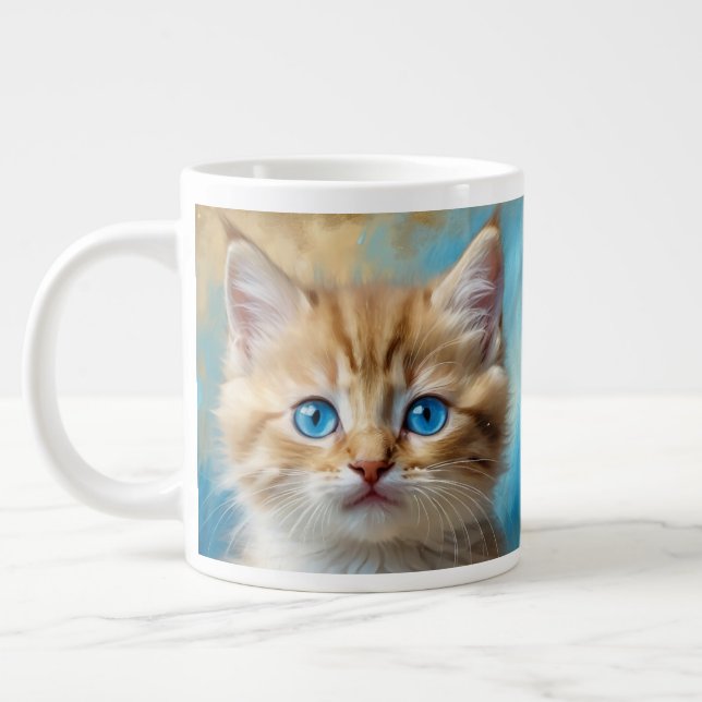 Cute Adsible Cat Porträtt Jumbo Mugg (Vänster)