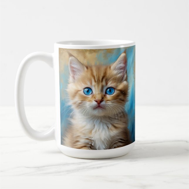 Cute Adsible Cat Porträtt Kaffemugg (Vänster)