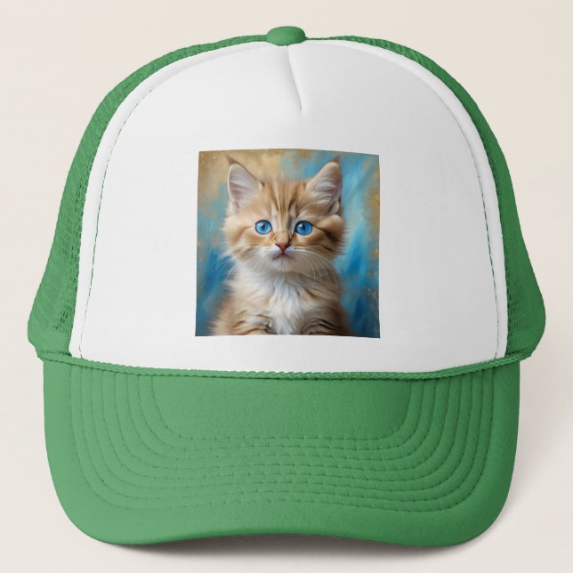 Cute Adsible Cat Porträtt Keps (Framsida)