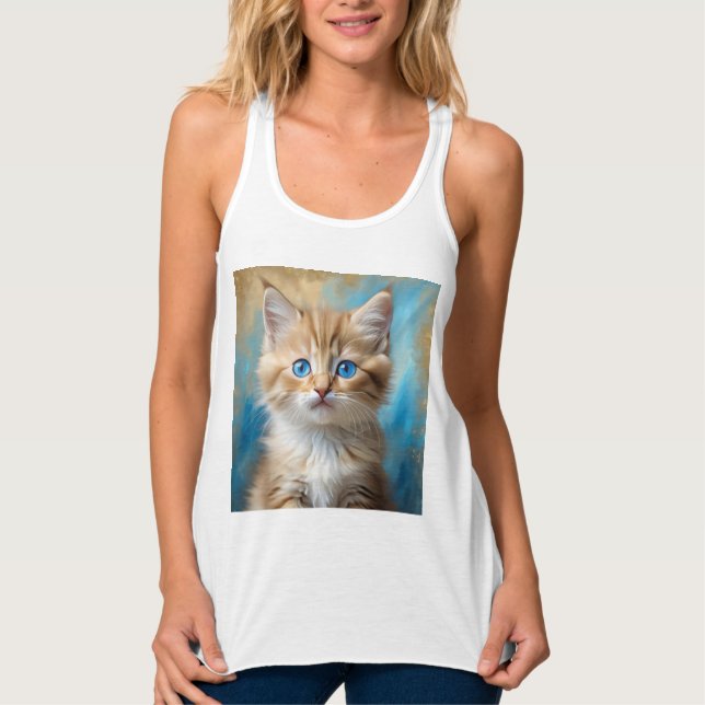 Cute Adsible Cat Porträtt Linne Med Racerback (Framsida)
