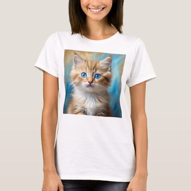 Cute Adsible Cat Porträtt T Shirt (Framsida)