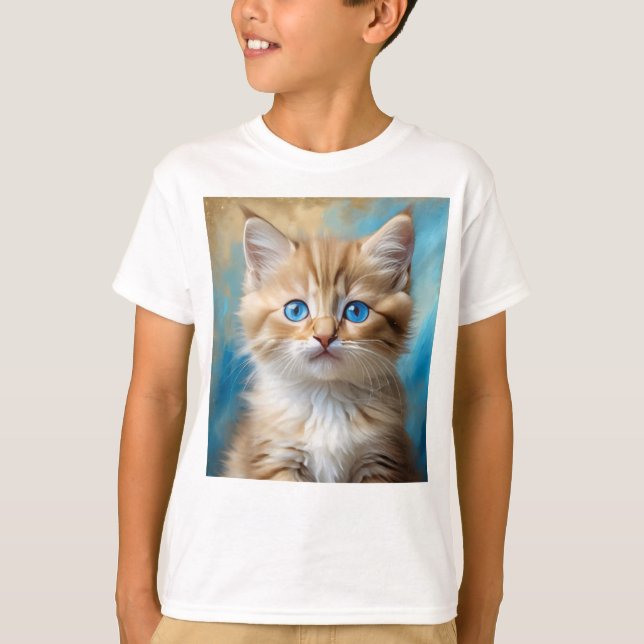 Cute Adsible Cat Porträtt T Shirt (Framsida)