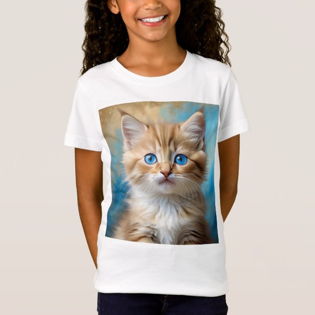 Cute Adsible Cat Porträtt T Shirt (Framsida)