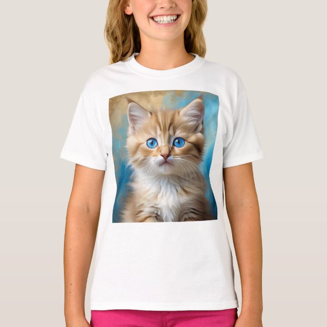Cute Adsible Cat Porträtt T Shirt (Framsida)