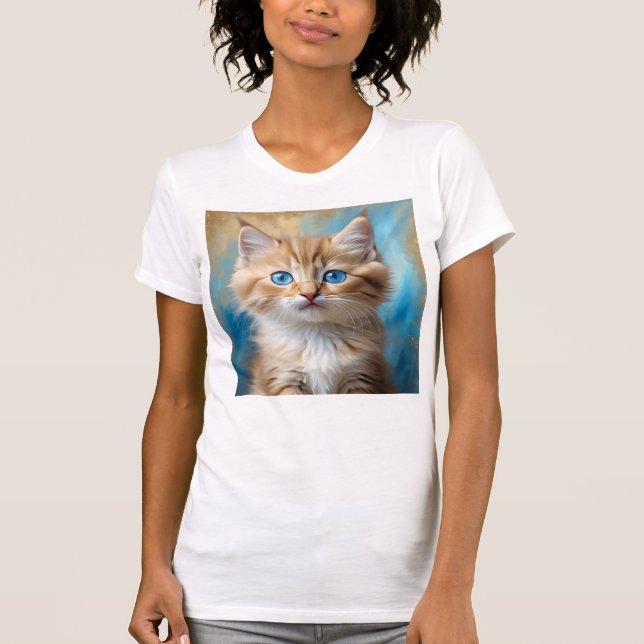 Cute Adsible Cat Porträtt T Shirt (Framsida)