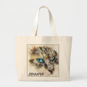 Cute Adsible Close Cat Bild Jumbo Tygkasse
