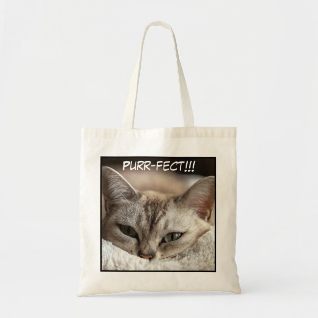 Cute Adsible Close Cat Bild Tygkasse (Framsidan)